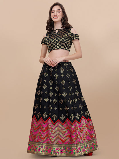 Black Banarasi Silk Jacquard Lehenga Choli 