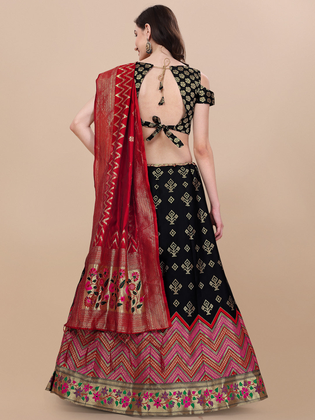 Black Banarasi Silk Jacquard Lehenga Choli 