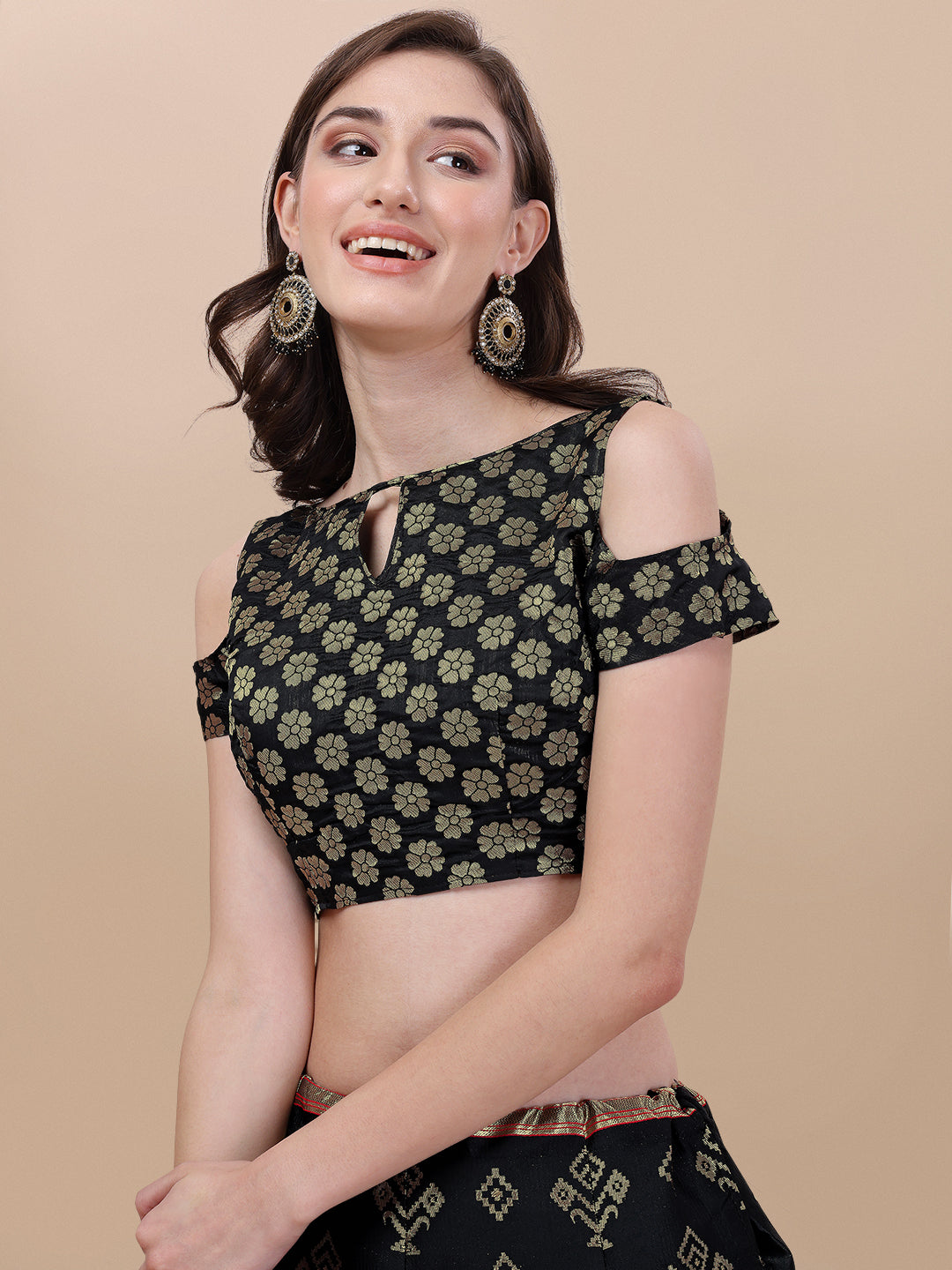 Black Banarasi Silk Jacquard Lehenga Choli 