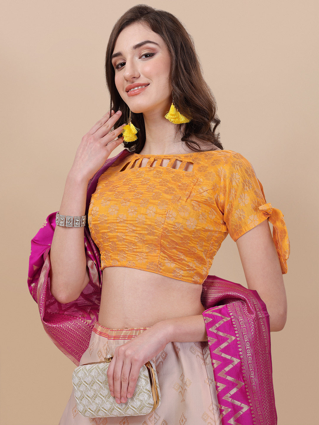 Cream Banarasi Silk Jacquard Lehenga Choli 