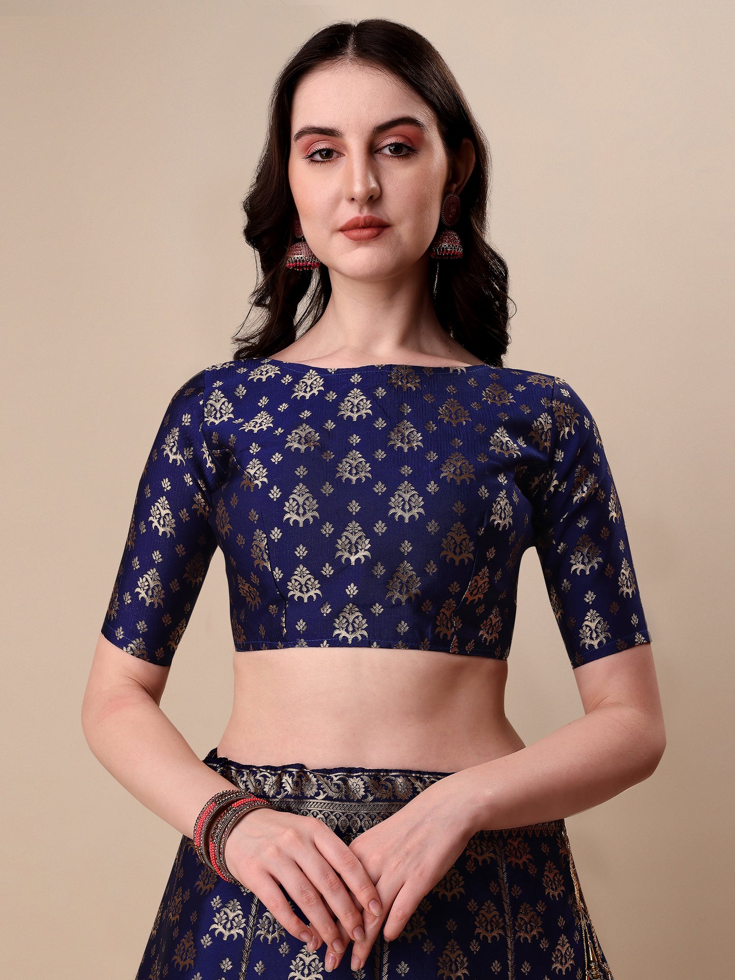 Blue Banarasi Silk Jacquard Lehenga Choli 