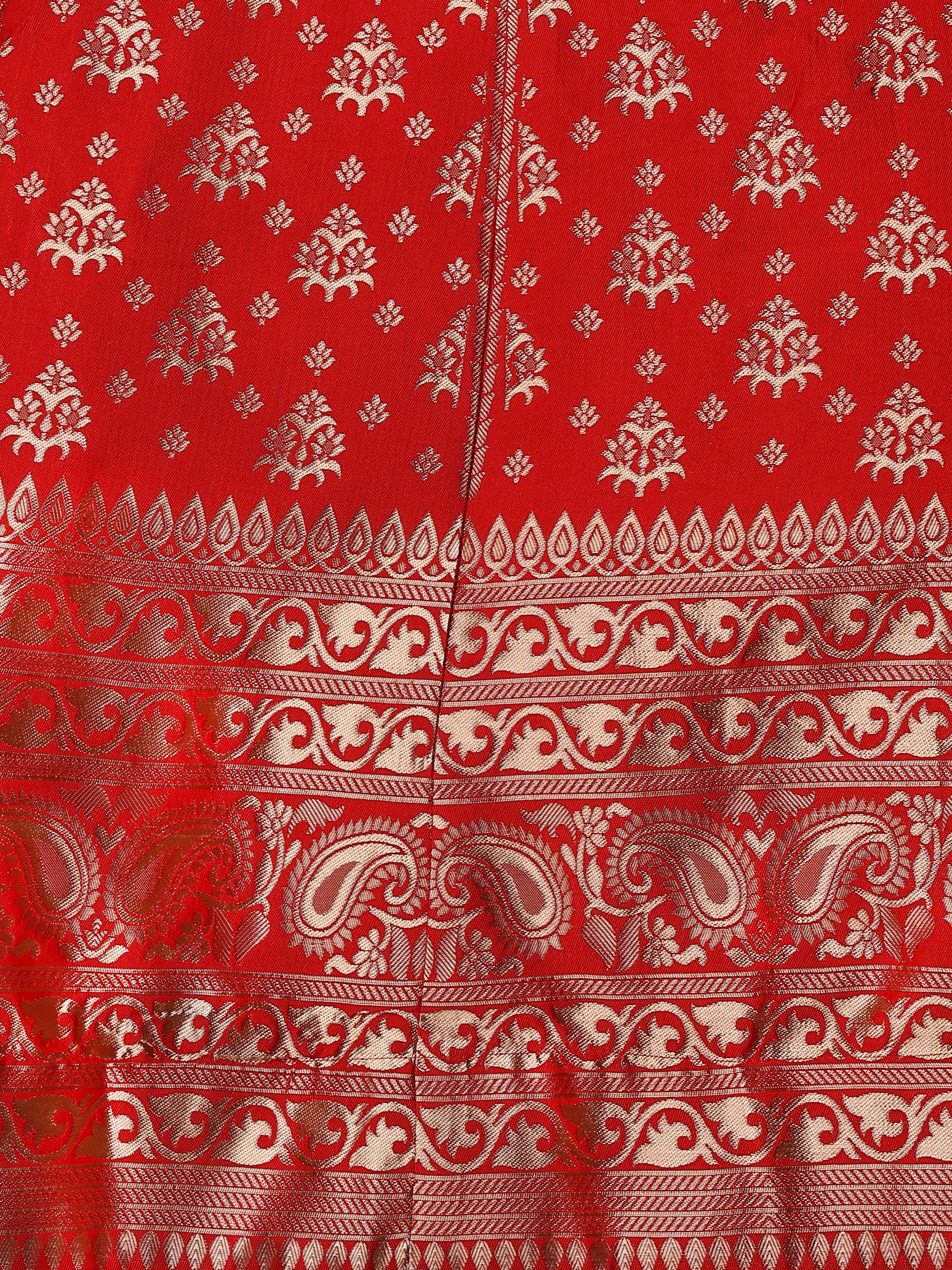 Red Banarasi Silk Jacquard Lehenga Choli 