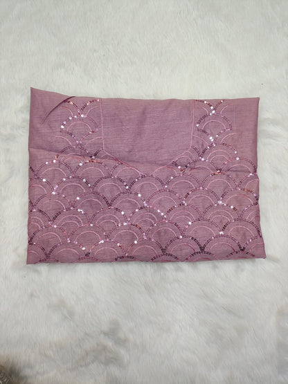 Pink Organza Silk Sequin Embroidery Saree for Women 