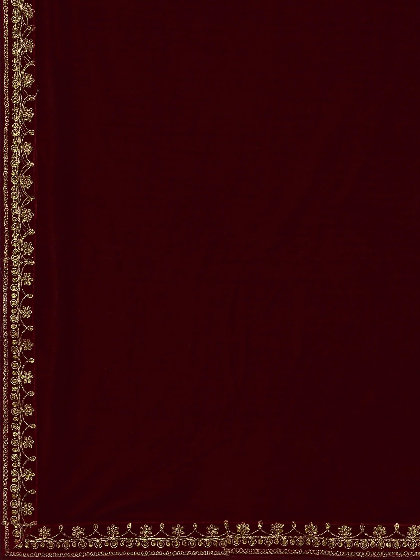 Maroon Velvet Embroidery Saree for Women Orrly.Store